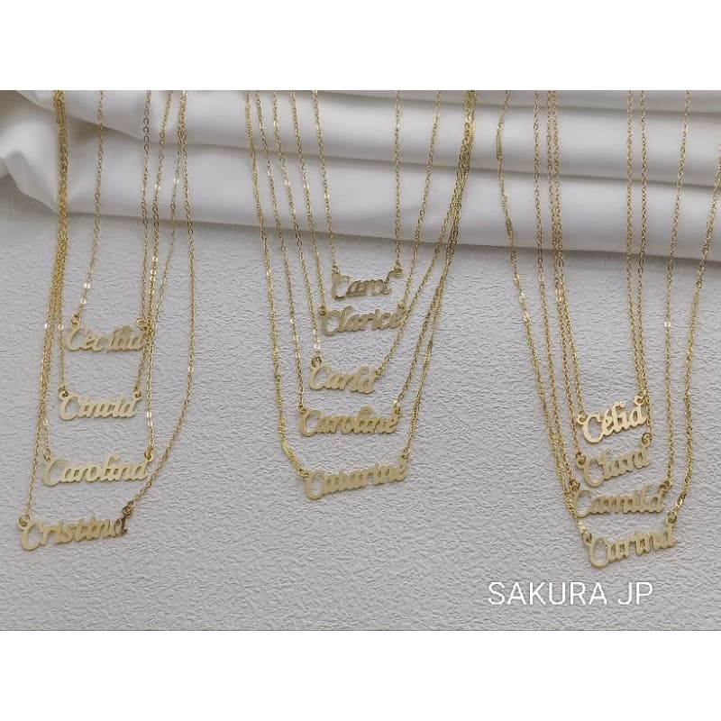 Colar com Nome Personalizado inicial C corrente folheado a ouro