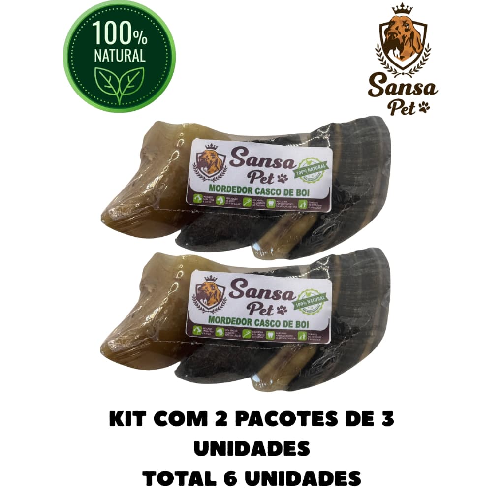 Mordedor Casco Bovino 6 Unidades 100% Natural Desidratado Remove Tártaro Colágeno