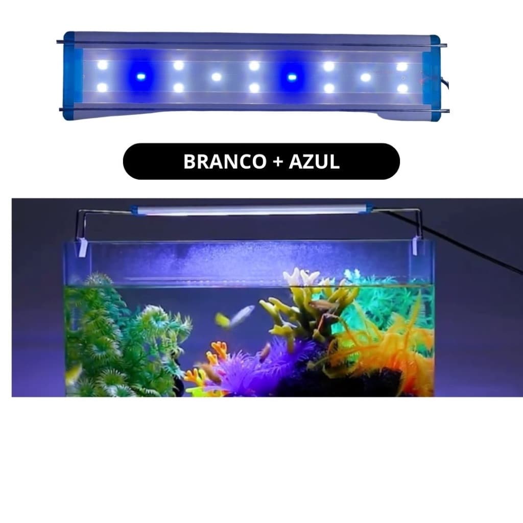 LUMINÁRIA PARA AQUÁRIO DE 7w ,15w ou 24w AJUSTÁVEL / BIVOLT - LED BRANCO E AZUL.