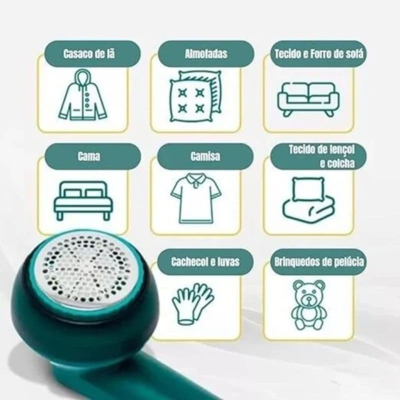Removedor de bolinhas elétrico portátil, 6 cabeças de faca, recarregável USB
