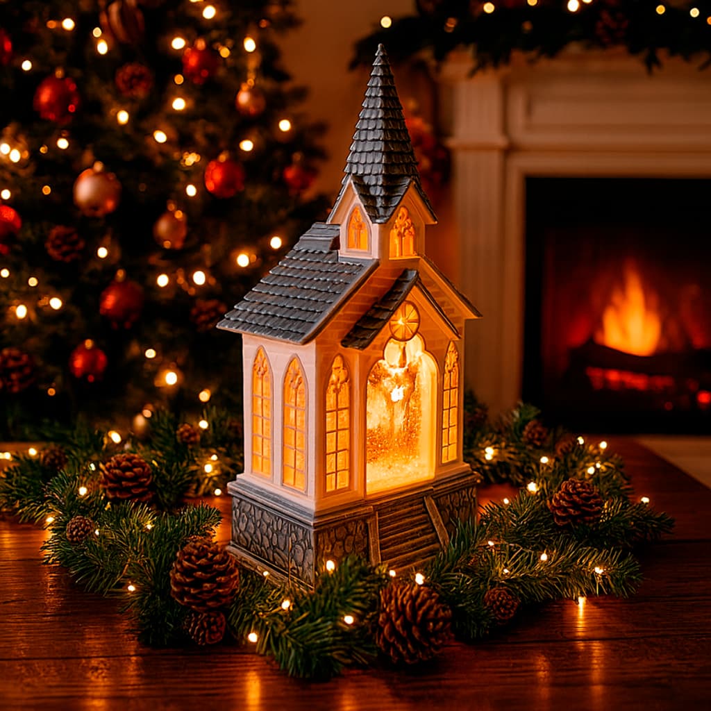 capena natal grande 30cm anjos musicais com led brilho giratório e toca uma música natalinas encanta