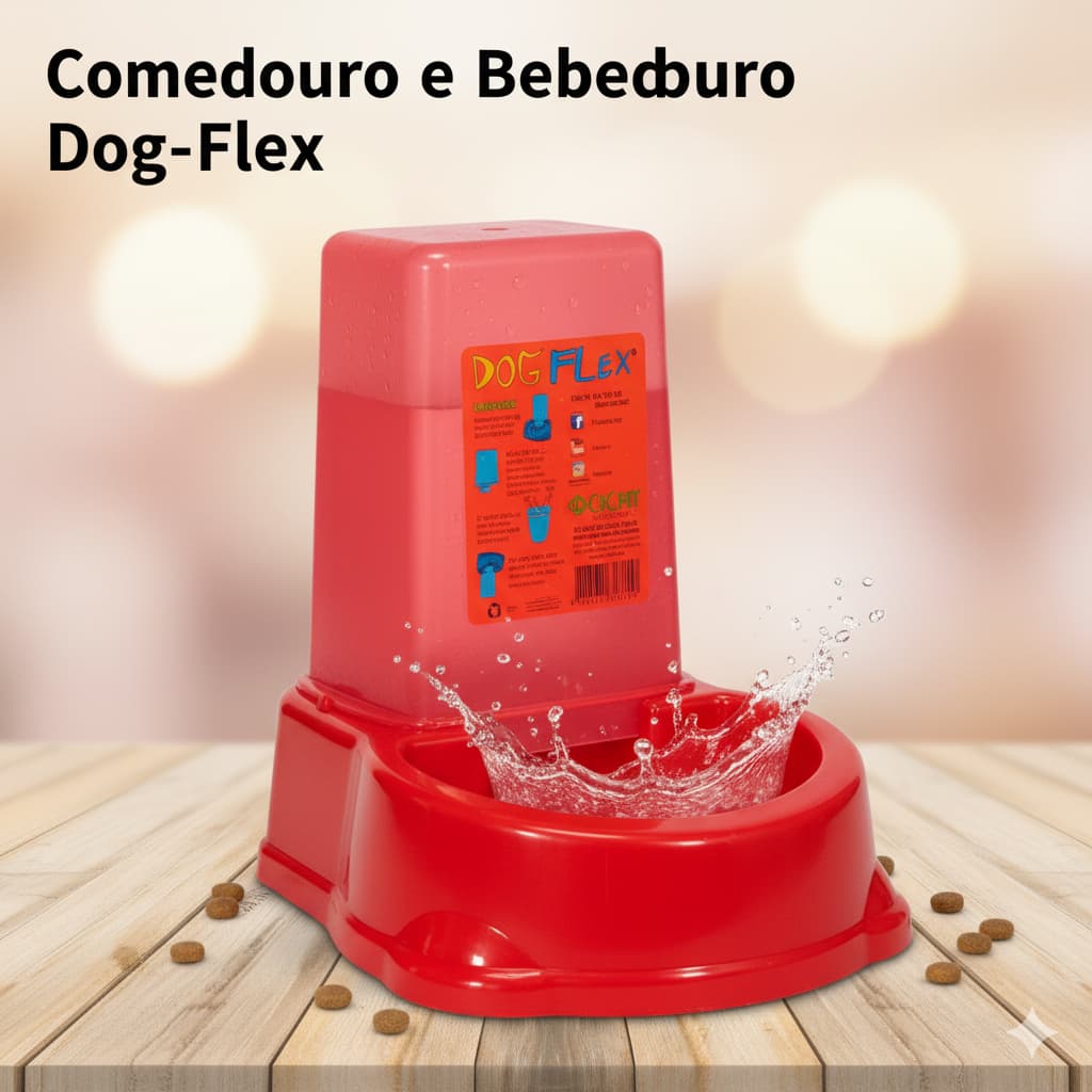 Comedouro Bebedouro Automático Dog Flex 2 em 1 para Cães - Água e Ração Juntos
