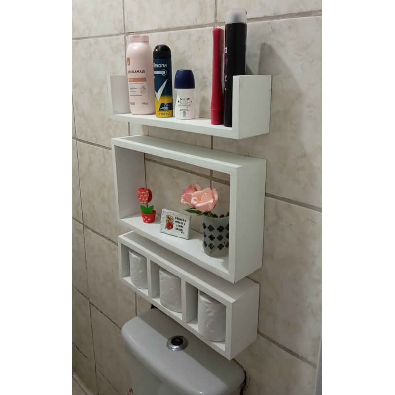 Nicho Para Banheiro Multiuso Já Vai Montado Só Instalar 3 peças 30 CM acompanha kit instalação.