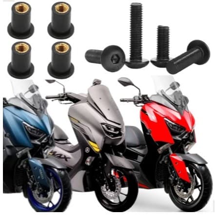 Parafuso Metal + Bucha Bolha Xmax 250 Preto FZ 15 R15 Parafusos Allen Scooter Yamaha Buchas Parafuso