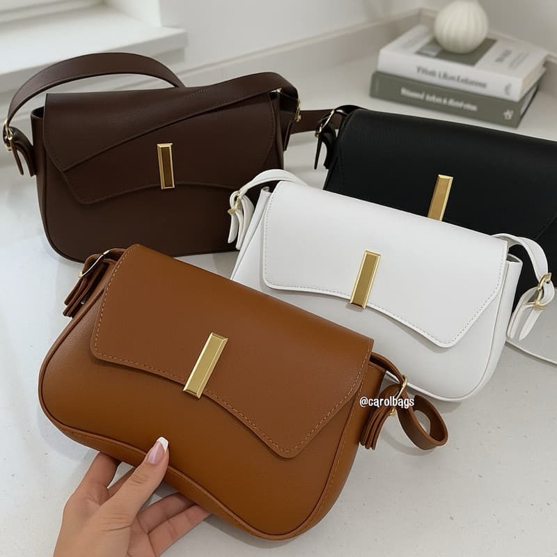 BOLSA FEMININA  DE OMBRO TAMPA C/ METAL MODINHA PROMOÇÃO