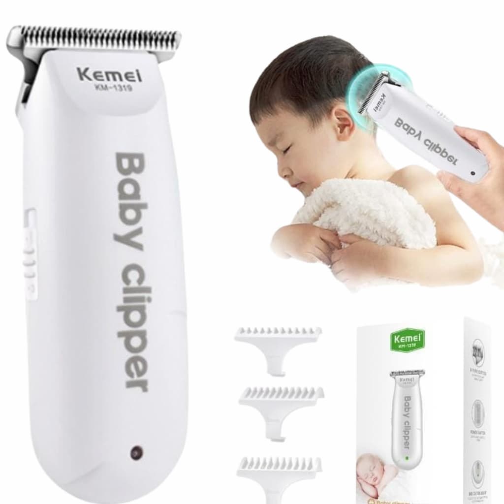 Máquina de Cortar Cabelo Infantil Kemei KM-1319 Silenciosa Portátil e Segura