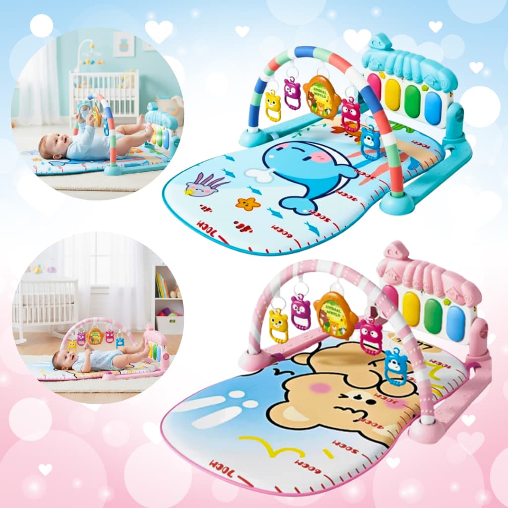 Tapete Infantil de Atividades Musical para Bebê Menino e Menina com Piano e Brinquedos Interativos