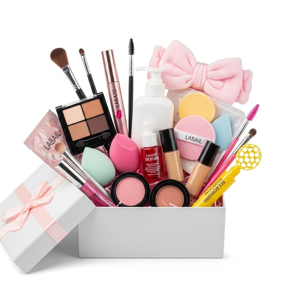 Meikê | Kit Maquiagem Completa Presente Feminino Rimel, Gloss, Blush, Pinceis, Máscara, Skin Care