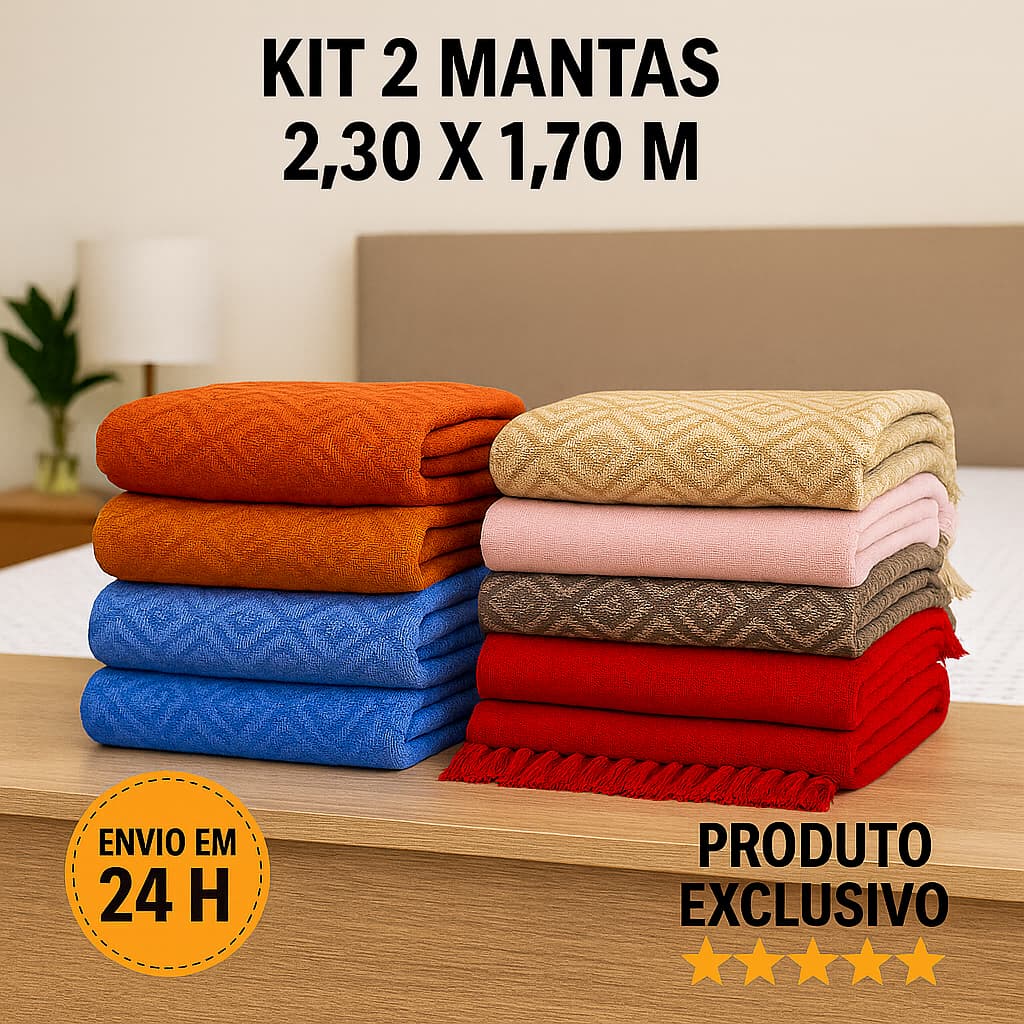 Kit 2 (Duas) Mantas p/ Sofá 2 ou 3 Lugares King Size Retratil 2,30x1,70m Algodão Capa p/ Sofá
