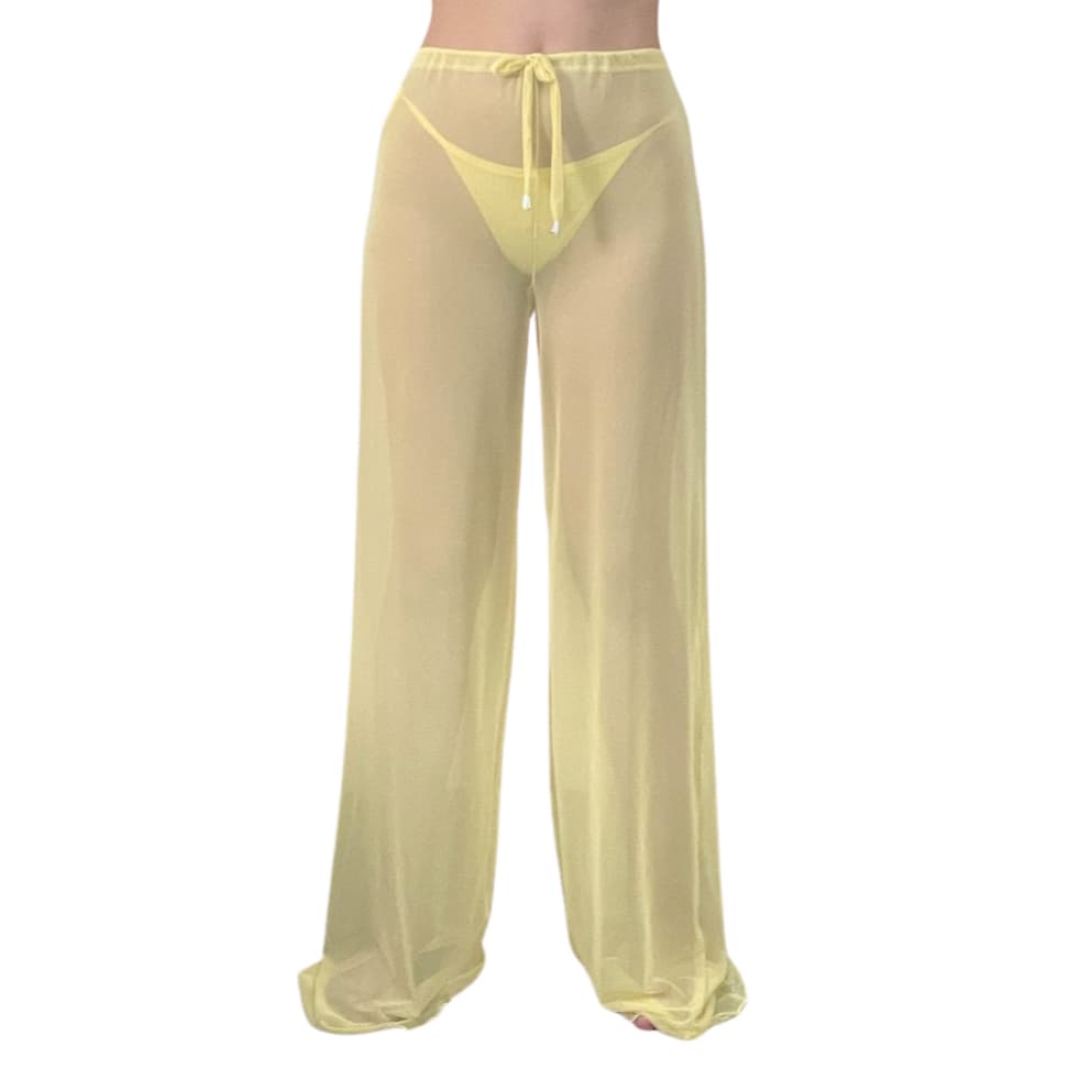 Calça em Malha de Tule Saída de Praia Verão Moda Praia Linhas Tropicais