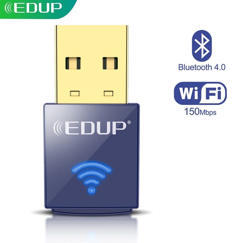 Adaptador 2 em 1 Wi-Fi 2GHz e Bluetooth 4.0 Plug and Play - EDUP 150Mbps Original