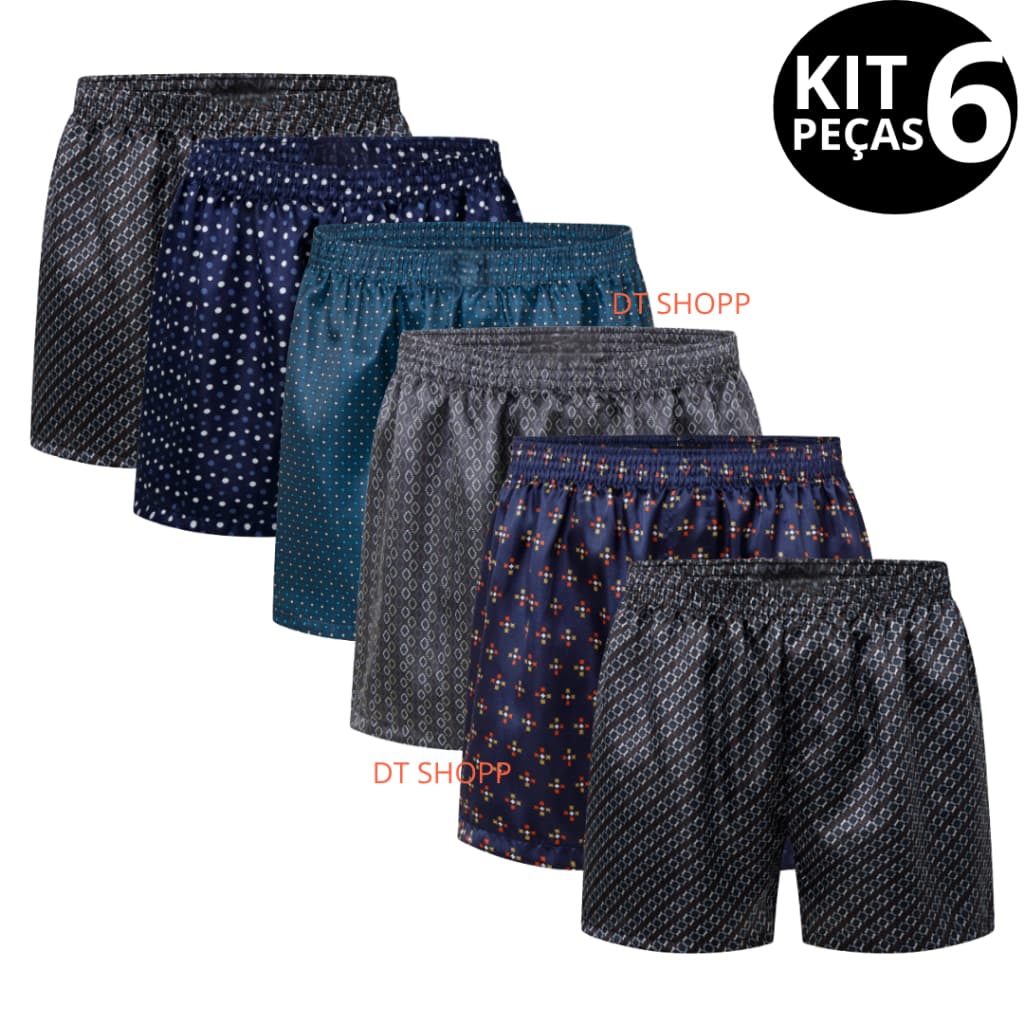 Kit com 6 Samba Canção Masculino - Short de Dormir - Cueca - Pijama Masculino