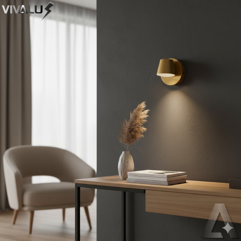 Arandela De Parede Moderno Dourado LED 3500K Branco Quente Para Quarto Cabeceira Hall Sala Lavabo