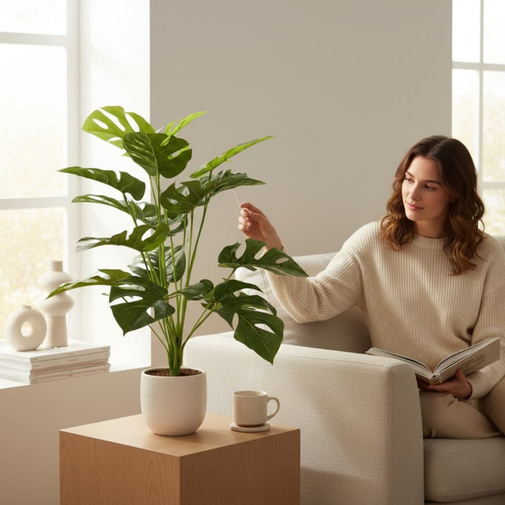 1 Arranjo Artificial Planta Costela de Adao e Bananinha Decoraçao e Enfeites