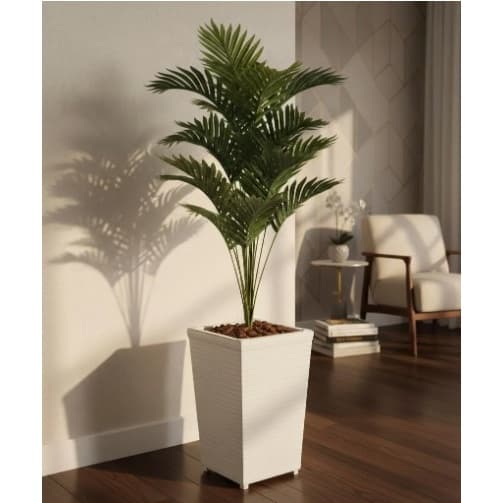 Palmeira Artificial Vaso Grande 24 Folhas Enfeite Decoração Ornamental 1.15 Metros