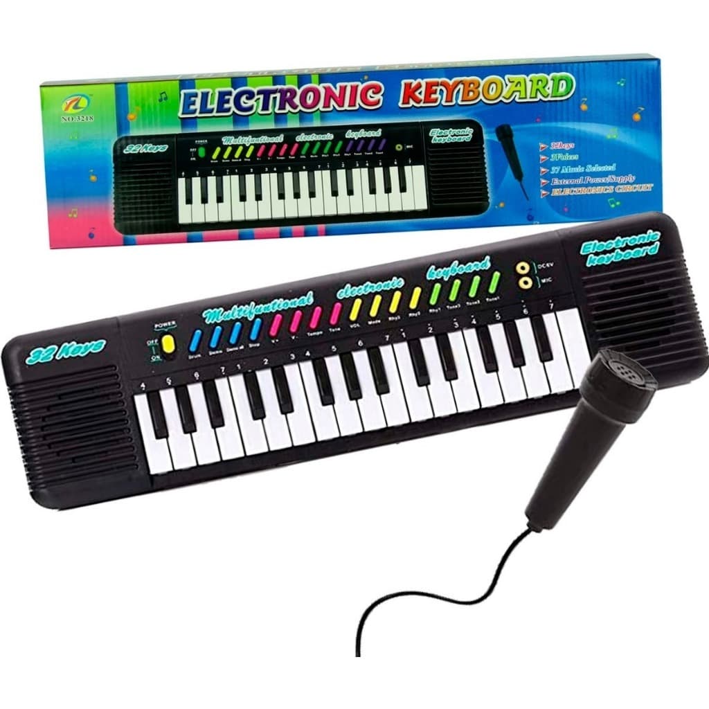Teclado Musical Infantil 30 Teclas com 24 Sons Piano Eletrônico com Microfone para Cantar e Tocar