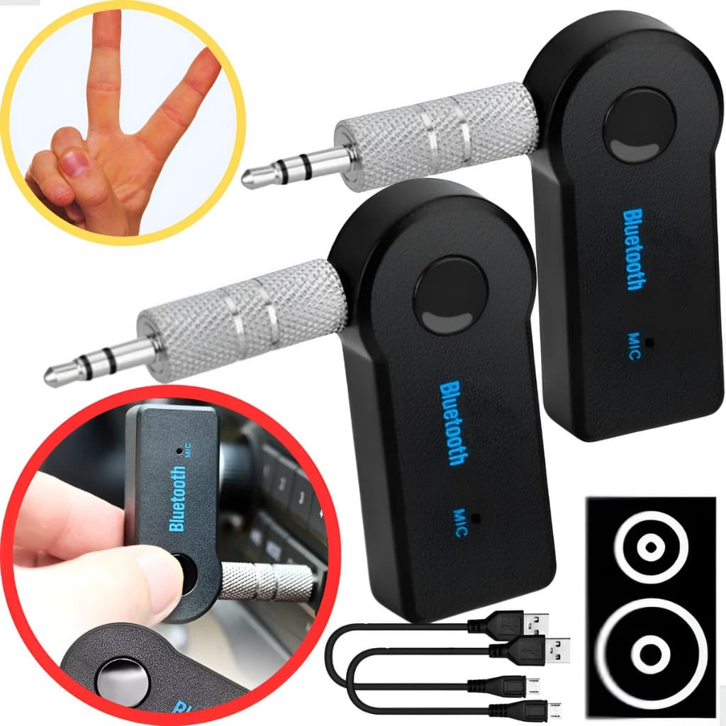 2x Receptor Bluetooth Áudio P2 Adaptador Carro Sem Usb Som Ideal Som Antigo Automotivo Bluetooth