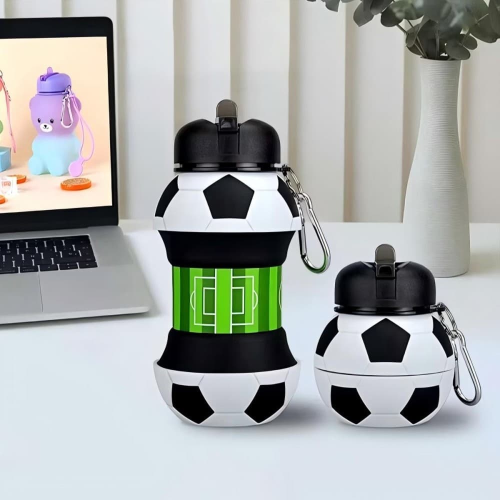 Garrafa Dobrável Eco silicone 500ML Retrátil Bolas De Futebol garrafa de esportes Ar Livre