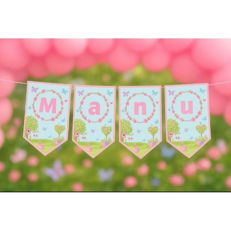 varal de parede para aniversário jardim das borboletas personalizado com nome | Jardim encantado | decoração borboleta