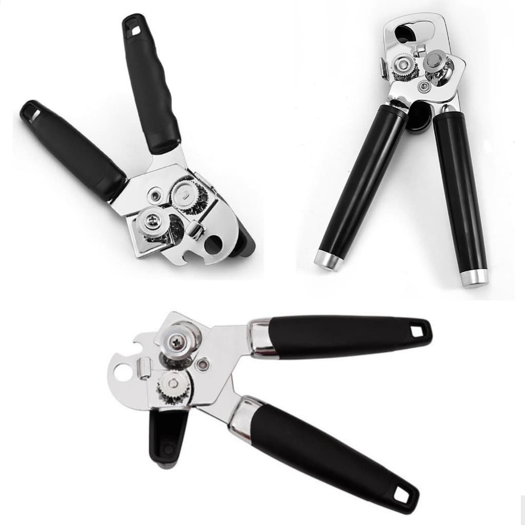Abridor Latas Garrafas Inox 3 Em 1 Multifuncional Resistente Preto Multifuncional Formato Americano