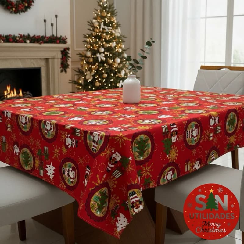 Toalha de Mesa Natalina 4/6/8 Lugares Tecido Alta Qaulidades com Gliter Luxo Mesa Posta Ceia Natal