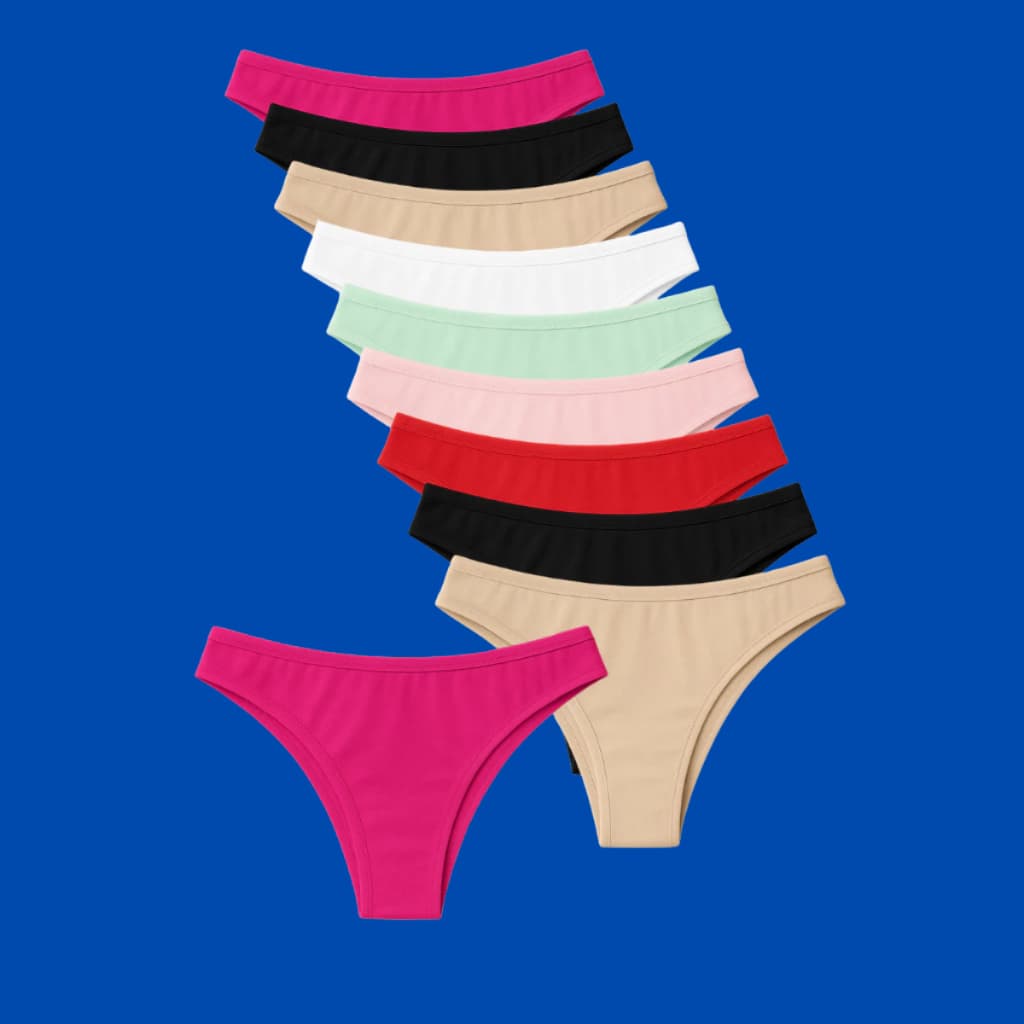 Kit 10 calcinha feminina tanga conforto suede