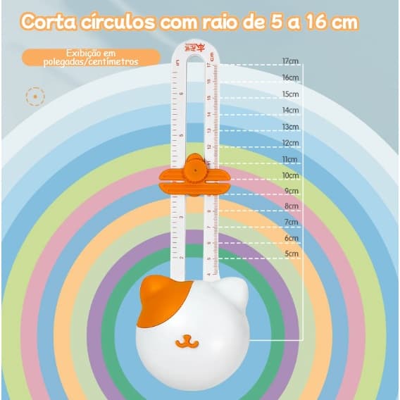 1 peça Cortador Circulo 360º Guilhotina Refiladora Circular 10 a 34 cm diâmetro