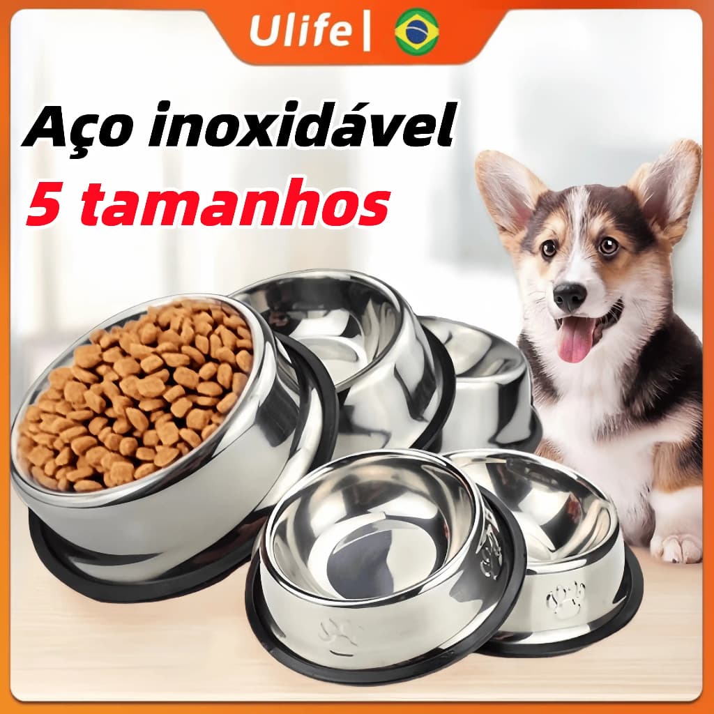 Comedouro ou Bebedouro Vasilha Inox para Cães e Gatos - Resistente Mais Vendido - 150ml a 1400ml