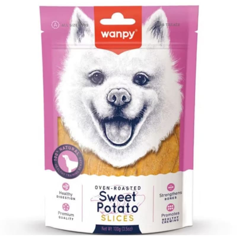 Petisco para cachorro Wanpy fatias de batata doce 100 g.
