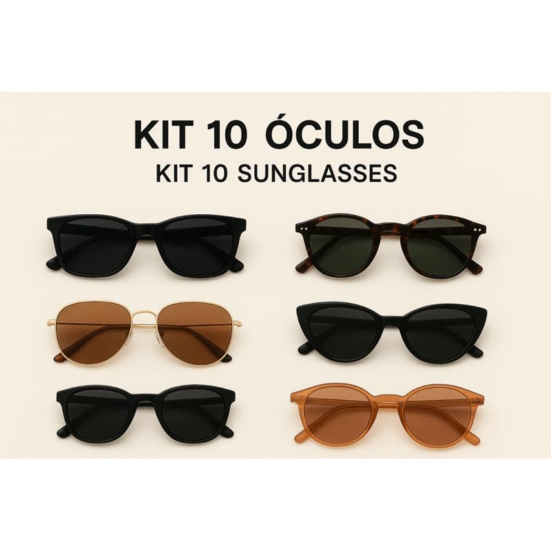 Kit  10 #Óculos de Sol / 10 Sunglasses Kit / Kit 10 Gafas de Sol – Modelos Sortidos e Modernos
