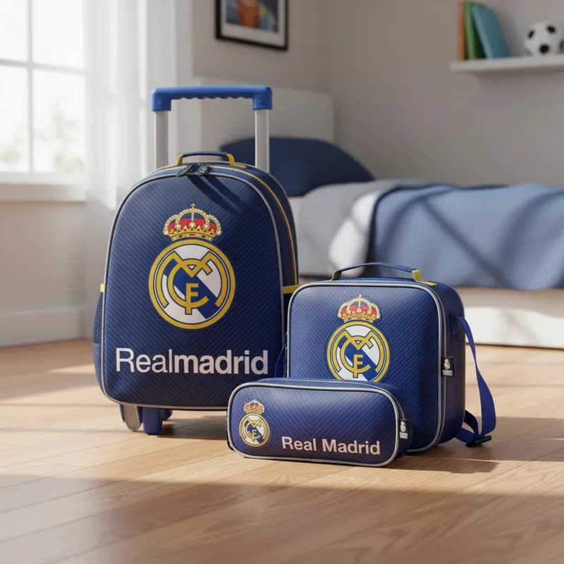 Kit Mochila Real Madrid Xeryus Lancheira Estojo Escolar G Lançamento