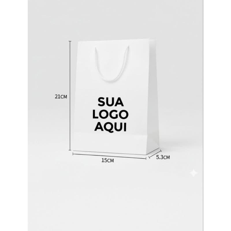 Kit Sacolas Personalizada Sua Logo Papel Fotográfico Brilhante (21x15x5)