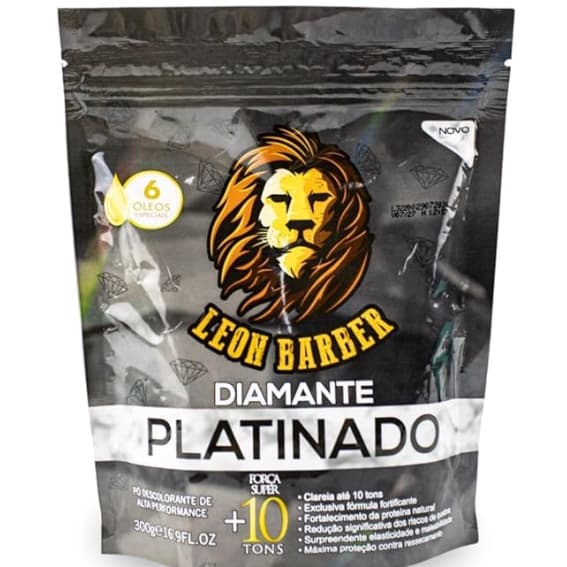 PÓ DESCOLORANTE PLATINADO 10 TONS LEON BARBER 300g POUCH