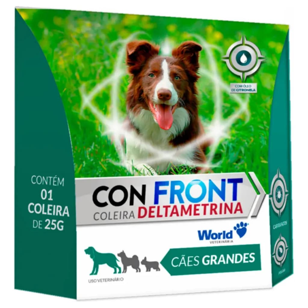 Coleira Confront Deltametrina Antipulgas e Carrapatos Para Cães de Porte Grande 25G