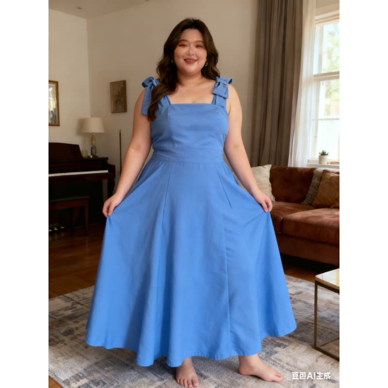 Novo coleção  Vestido longo com laço na alça #PL09