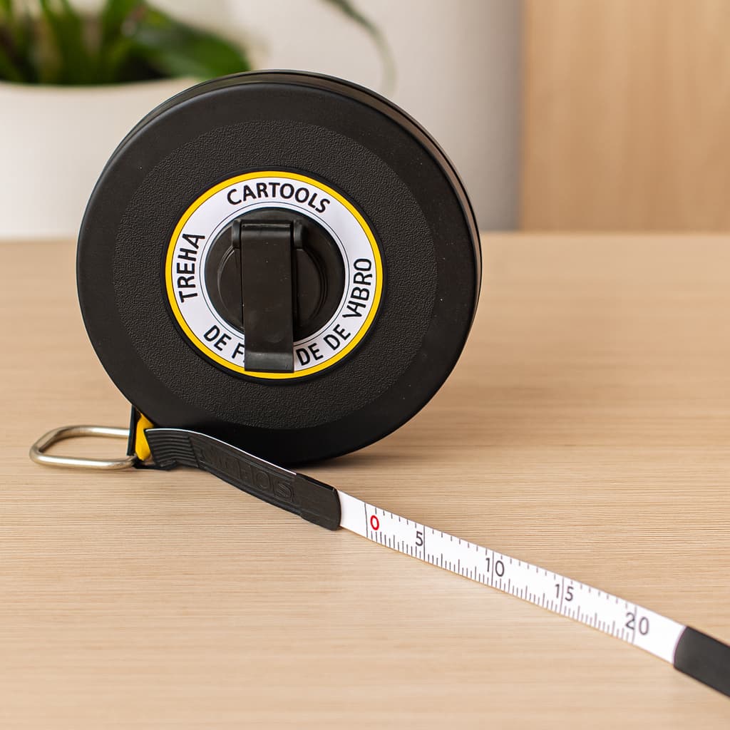 Trena Fibra de Vidro 10M 20M Preta Medição Profissional Leve Resistente Medidor Distância Longa