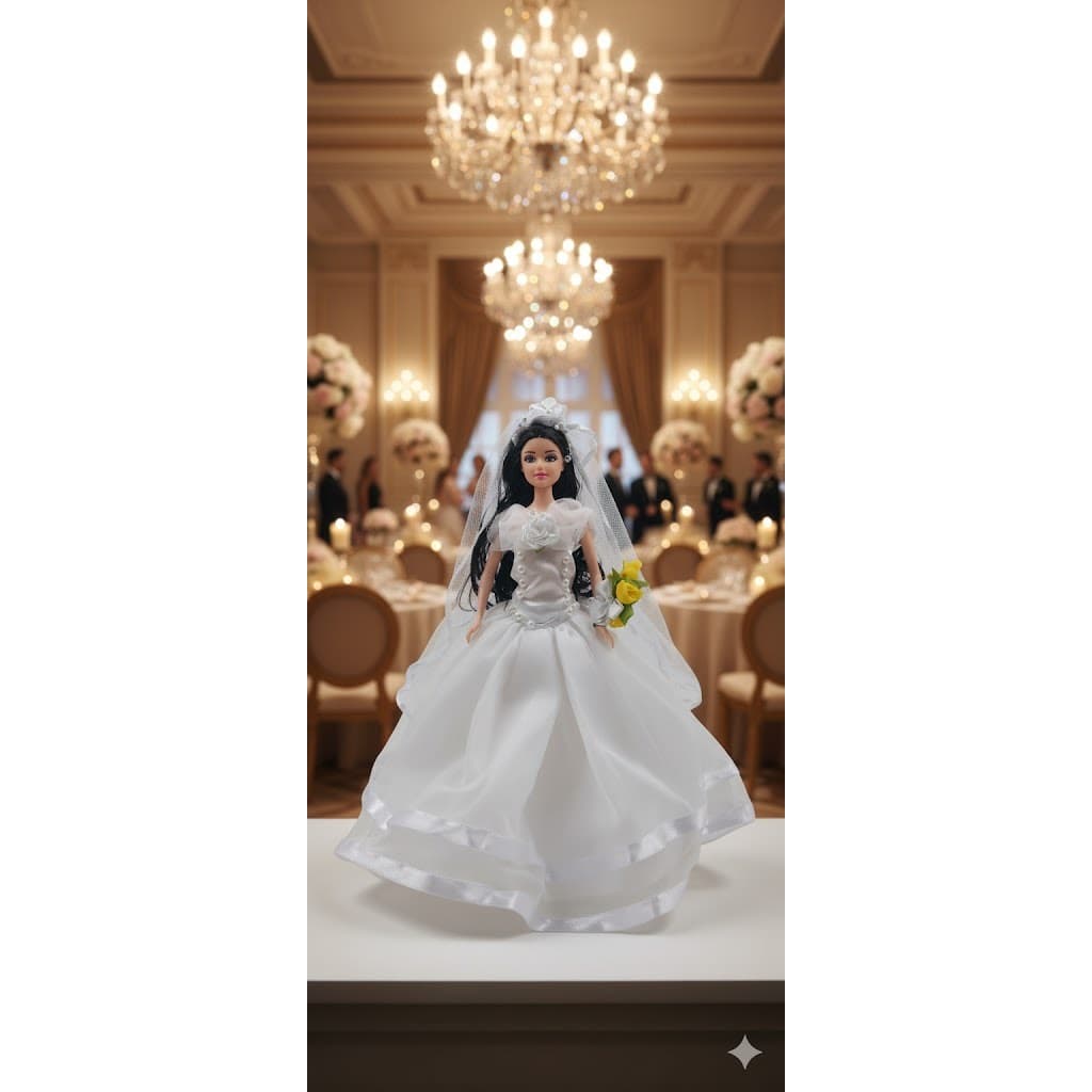 Roupa roupinha fantasia para boneca de 30cm - Vestido de Noiva