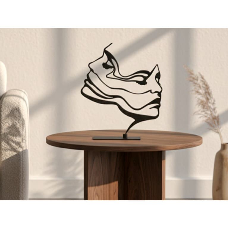 Escultura Decorativa Dualidade Rosto Humano Decoração Minimalista Elegante Arte Abstrata Moderna