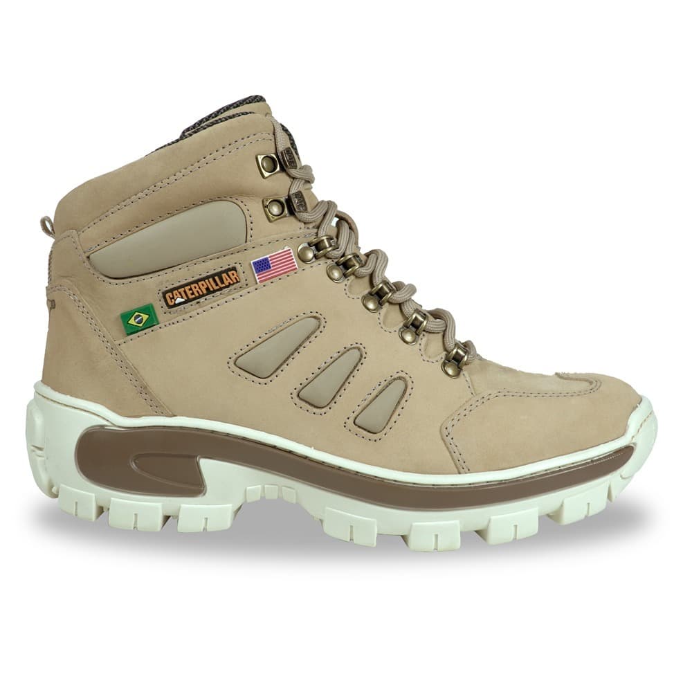Bota Coturno Caterpillar 100% Couro Legitimo Solado Costurado E Palmilha em Gel