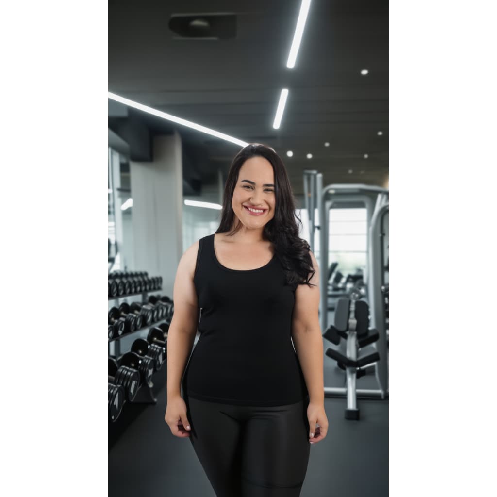 Regata feminina, Blusa trabalho, Casual, Tamanho Plus-size, Blusa de Academia, Não encolhe !!
