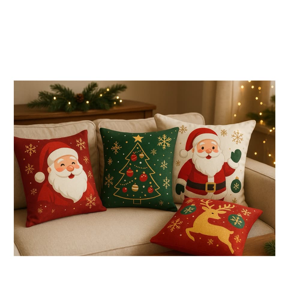 kit com 2 duas almofadas natalinas sala quarto 40x40cm com enchimento de silicone almofadas de natal