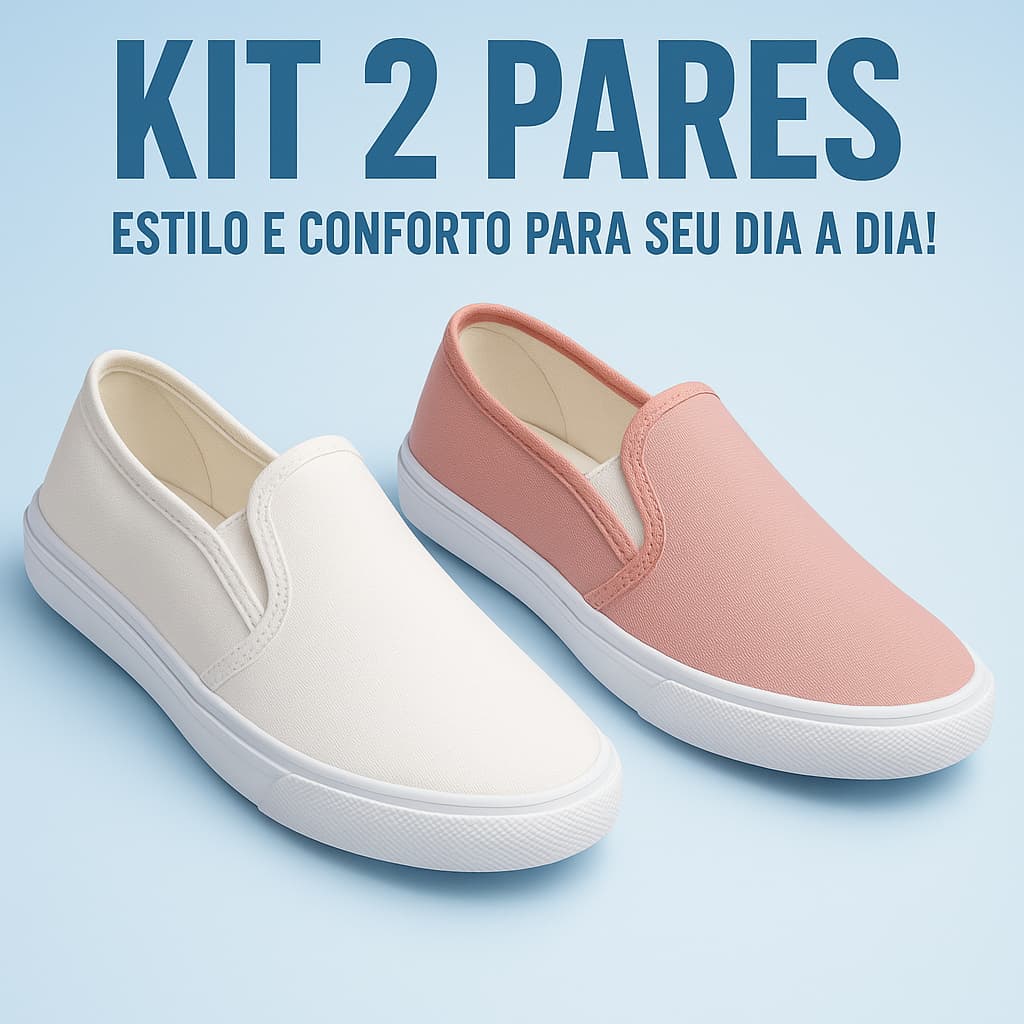 K2 Sapatilha Feminina Casual Slip On Macia Flexível Conforto para Dia a Dia