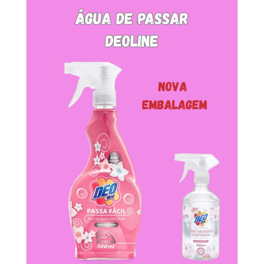 Água de passar Deoline 500ml no pulverizador Doce Encanto