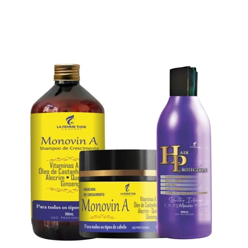 Kit Monovin A, crescimento força e resistência capilar + HP Hair Protection 500mL