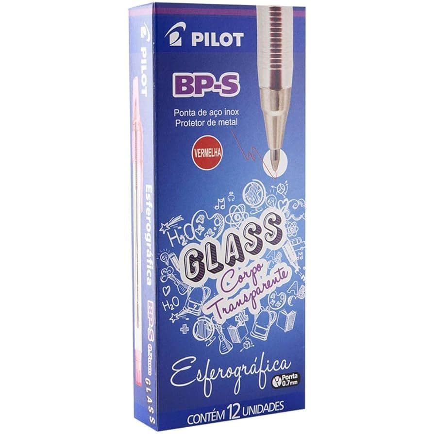 Caixa 12x Caneta Esferográfica Pilot Bp-s Glass Cor Da Tinta Vermelha Cor Do Exterior Vermelho