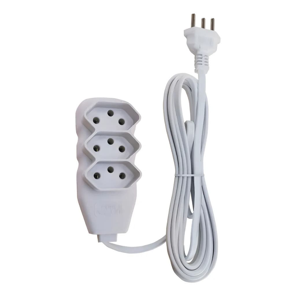 Extensão Tripolar Slim 3 Metros Branco Force Line