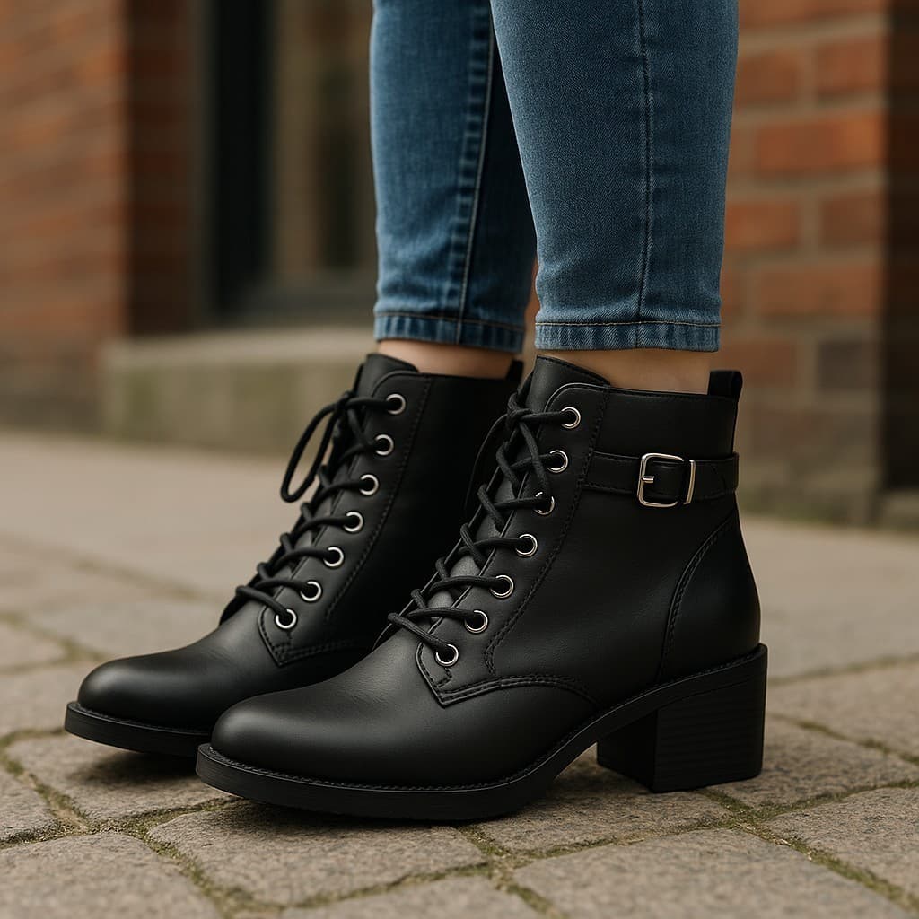 Coturno Bota Feminina Detalhe em fivela e Zíper Lateral - Moda e Conforto