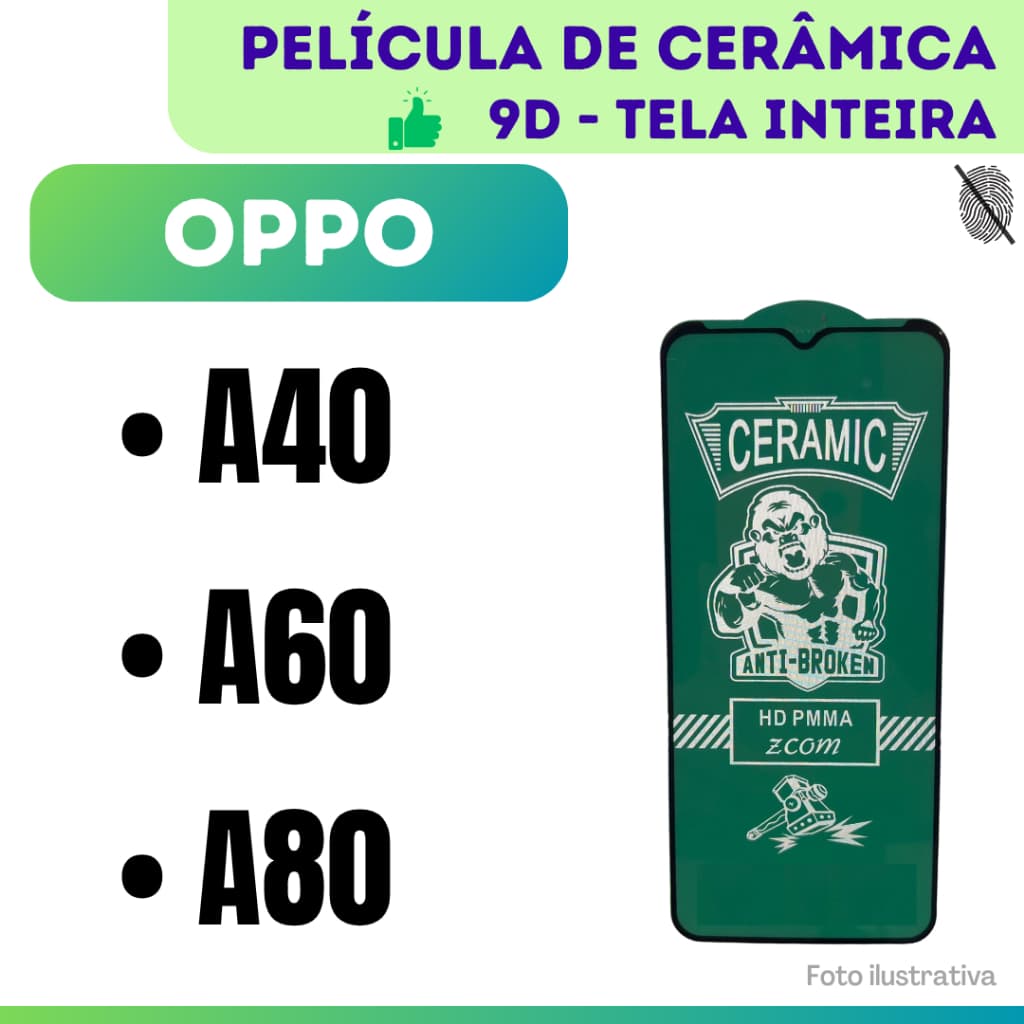 Película Cerâmica Hidrogel Flexível Para Oppo A40 / A60 / A80 / Protetor de Tela 9D.