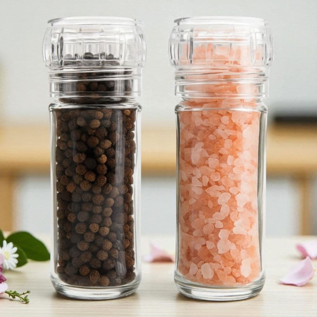 Kit Moedor de Vidro Sal, Pimenta e Temperos em Grãos – 100ml