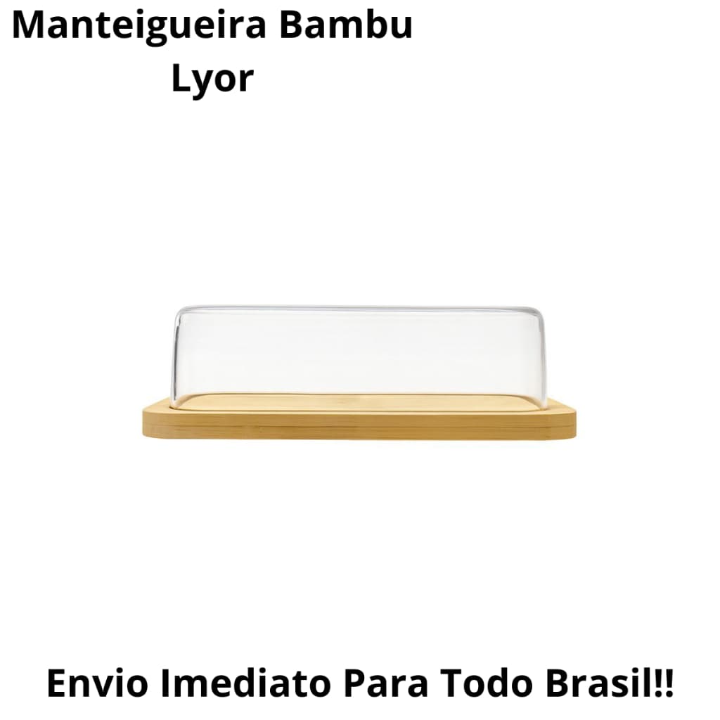 Manteigueira Premium de Bambu com Tampa Acrílica Transparente Luxo para Mesa Posta e Café da Manhã
